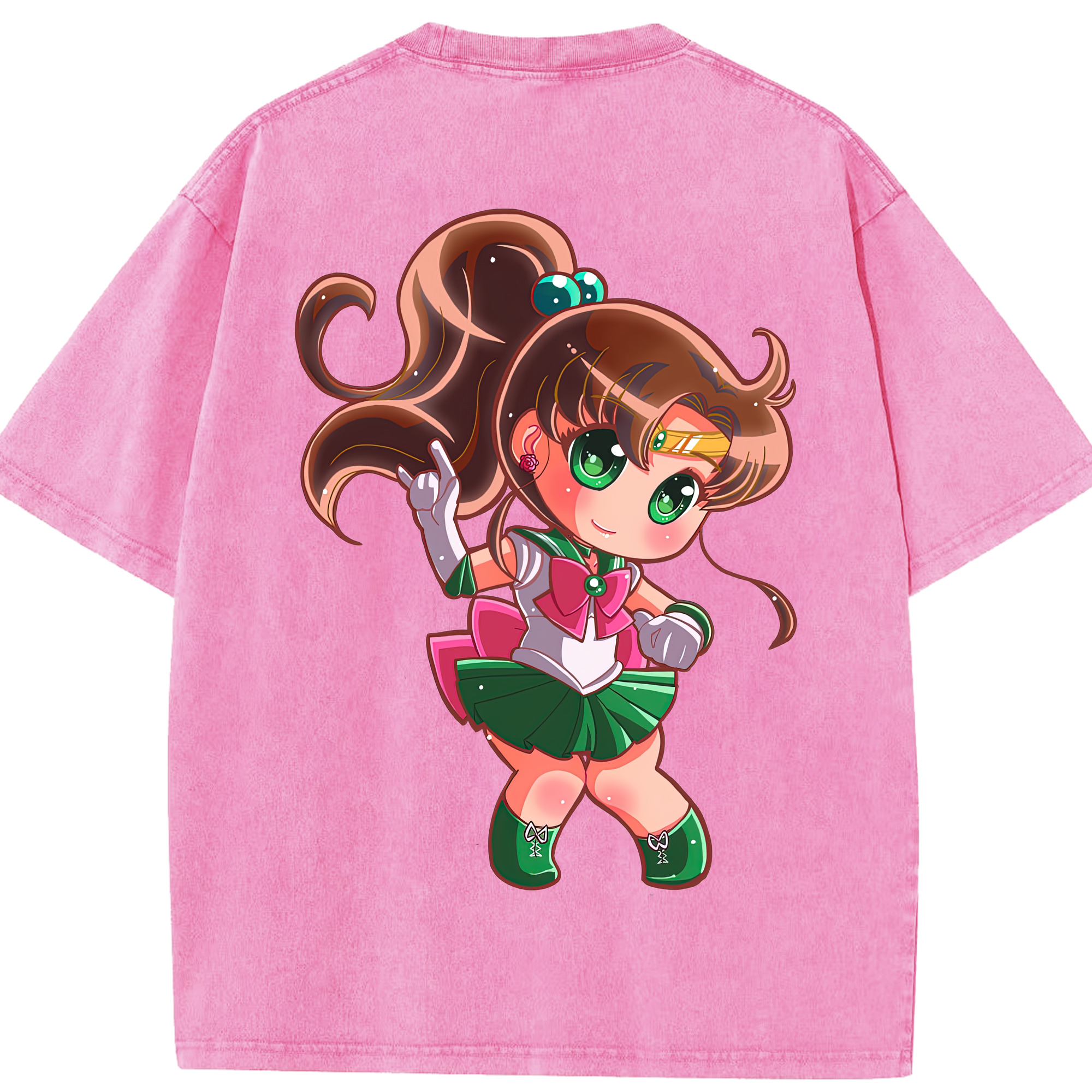 （画像用） 美少女戦士セーラームーン 木野 まこと きの まこと Sailor Moon Kino Makoto （セーラージュピター；Sailor Jupiter） 綿100% ヴィンテージ風 半袖Tシャツ（背面プリント）